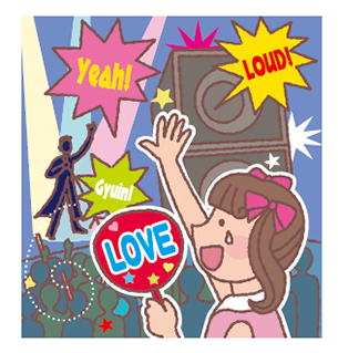 コンサート会場にいる女性のイラスト