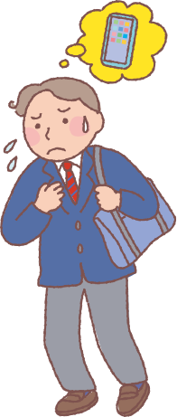 スマートフォンのことを気にする学生の画像
